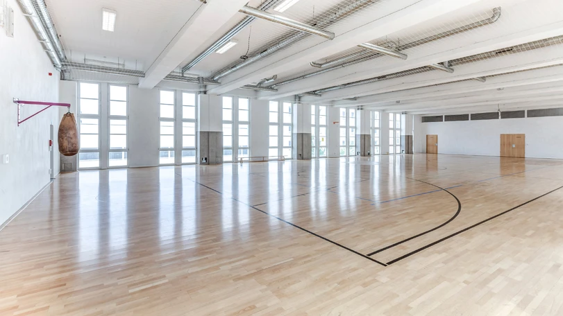 Blick in die künftige Sporthalle der BEO Schule am Herzberg-Campus